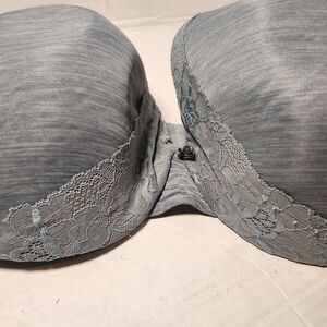 Cacique Lightly Lined Full Coverage Underwire  Bra 44F Blue Gray Lace *READ*